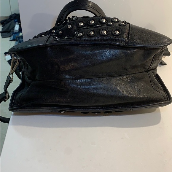 Belstaff Cross Body Black Leather Grommet Handbag CrossBody or Tote! - Picture 14 of 16